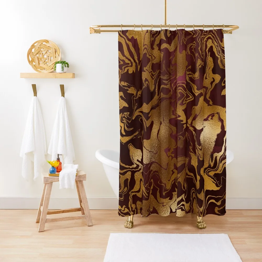 Marble Burgundy and Gold Swirled Pattern Shower Curtain Waterproof Bath And Anti-Mold For Bathroom Curtain
Marble Burgundy and Gold Swirled Pattern Shower Curtain Waterproof Bath And Anti-Mold For Bathroom Curtain