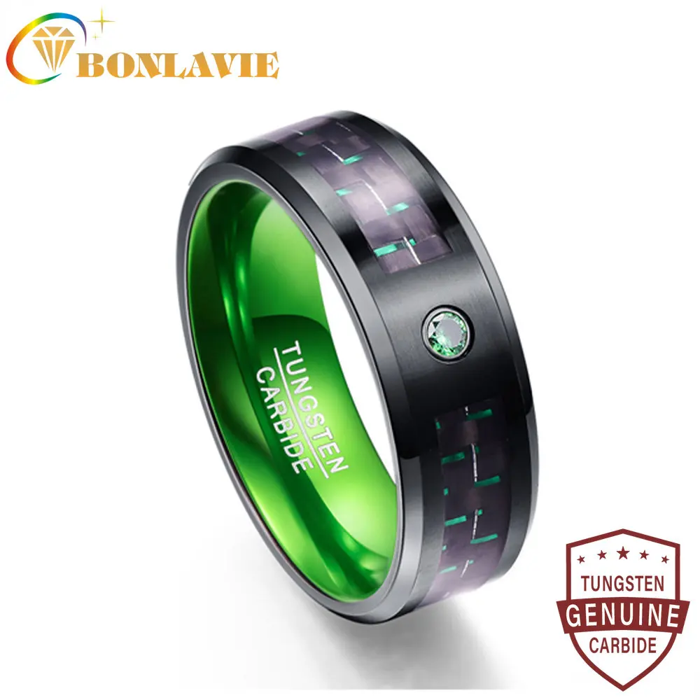 BONLAVIE Men's 8mm Tungsten Carbide Ring Green Carbon Fiber Comfort Fit Wedding Band Tungsten Steel Ring Size 7 to 12
BONLAVIE Men's 8mm Tungsten Carbide Ring Green Carbon Fiber Comfort Fit Wedding Band Tungsten Steel Ring Size 7 to 12