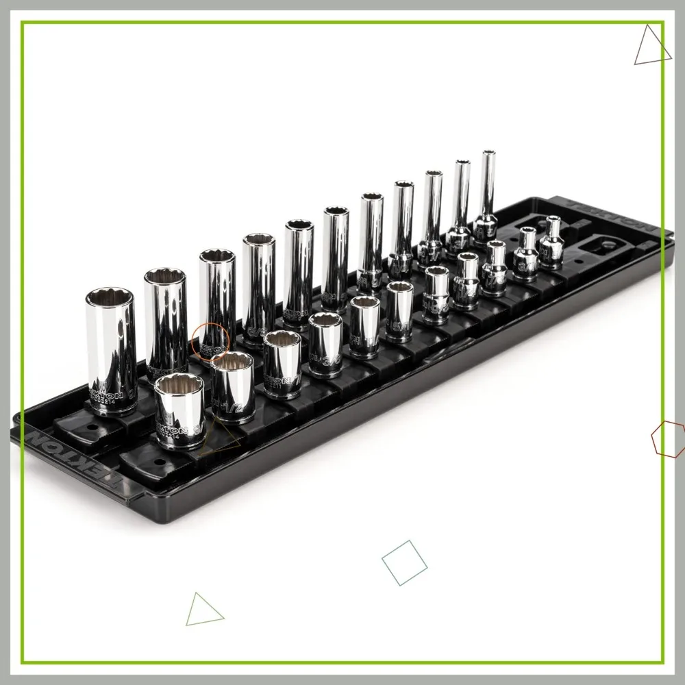 22-Piece 1/4 Inch Drive Socket Set with Rails and Tray, 12-Point Standard & Deep Sockets (5/32-9/16 in.)
22-Piece 1/4 Inch Drive Socket Set with Rails and Tray, 12-Point Standard & Deep Sockets (5/32-9/16 in.)