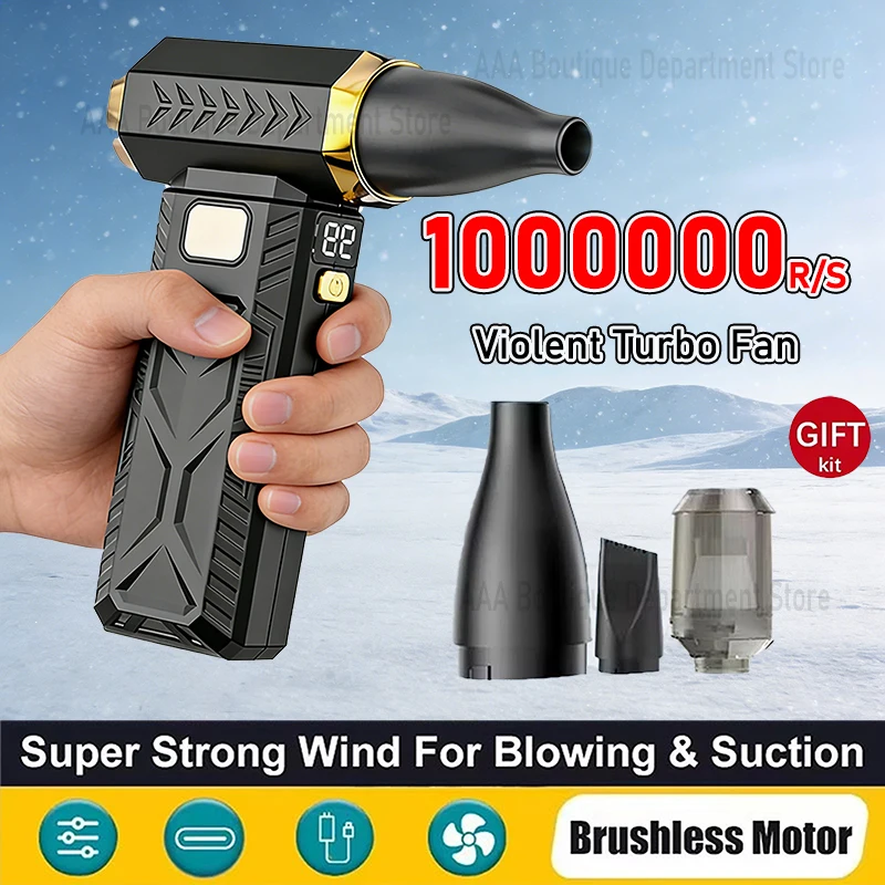 1000000RPM Violent Fan Turbo Jet Blower Portable Vacuum Dust Cleaner Powerful Air Blower 6-Speed Regulation With LED Lighting
1000000RPM Violent Fan Turbo Jet Blower Portable Vacuum Dust Cleaner Powerful Air Blower 6-Speed Regulation With LED Lighting
