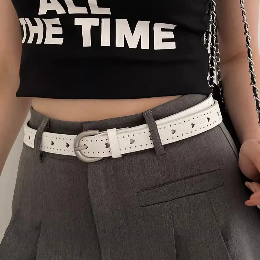 Punk Personality Hollow Heart Belt Korean Style Simple White Student Skirt Belt Nightclub Hot Girl Fashion Jeans Decorative Belt
Punk Personality Hollow Heart Belt Korean Style Simple White Student Skirt Belt Nightclub Hot Girl Fashion Jeans Decorative Belt