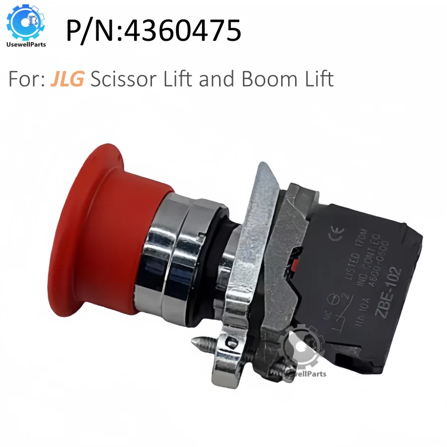 Аварийный выключатель UsewellParts 4360475 красного цвета для ножничных подъемников и подъемников с телескопической стрелой JLG
Аварийный выключатель UsewellParts 4360475 красного цвета для ножничных подъемников и подъемников с телескопической стрелой JLG