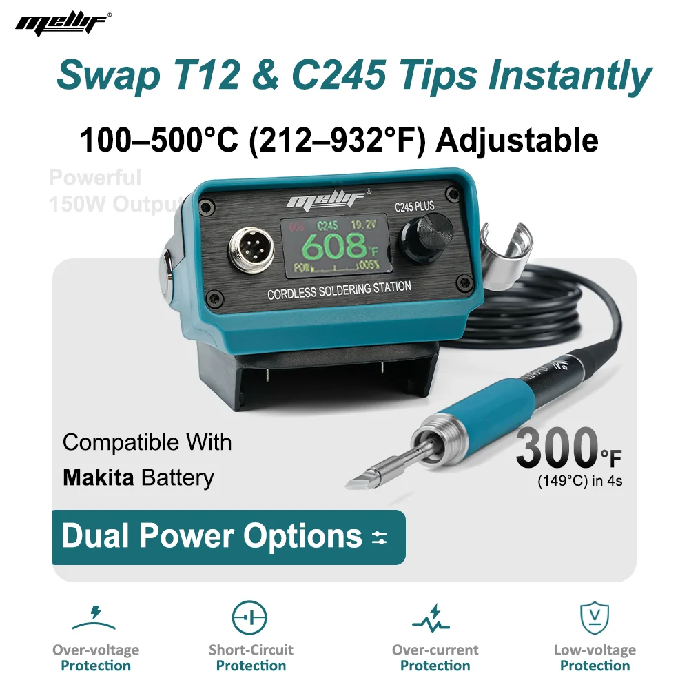 Cordless Soldering Iron Station for Makita 18V BL1830 Battery with Digital Display °C/°F Conversion DIY Welding Tool(Tool Only)
Cordless Soldering Iron Station for Makita 18V BL1830 Battery with Digital Display °C/°F Conversion DIY Welding Tool(Tool Only)