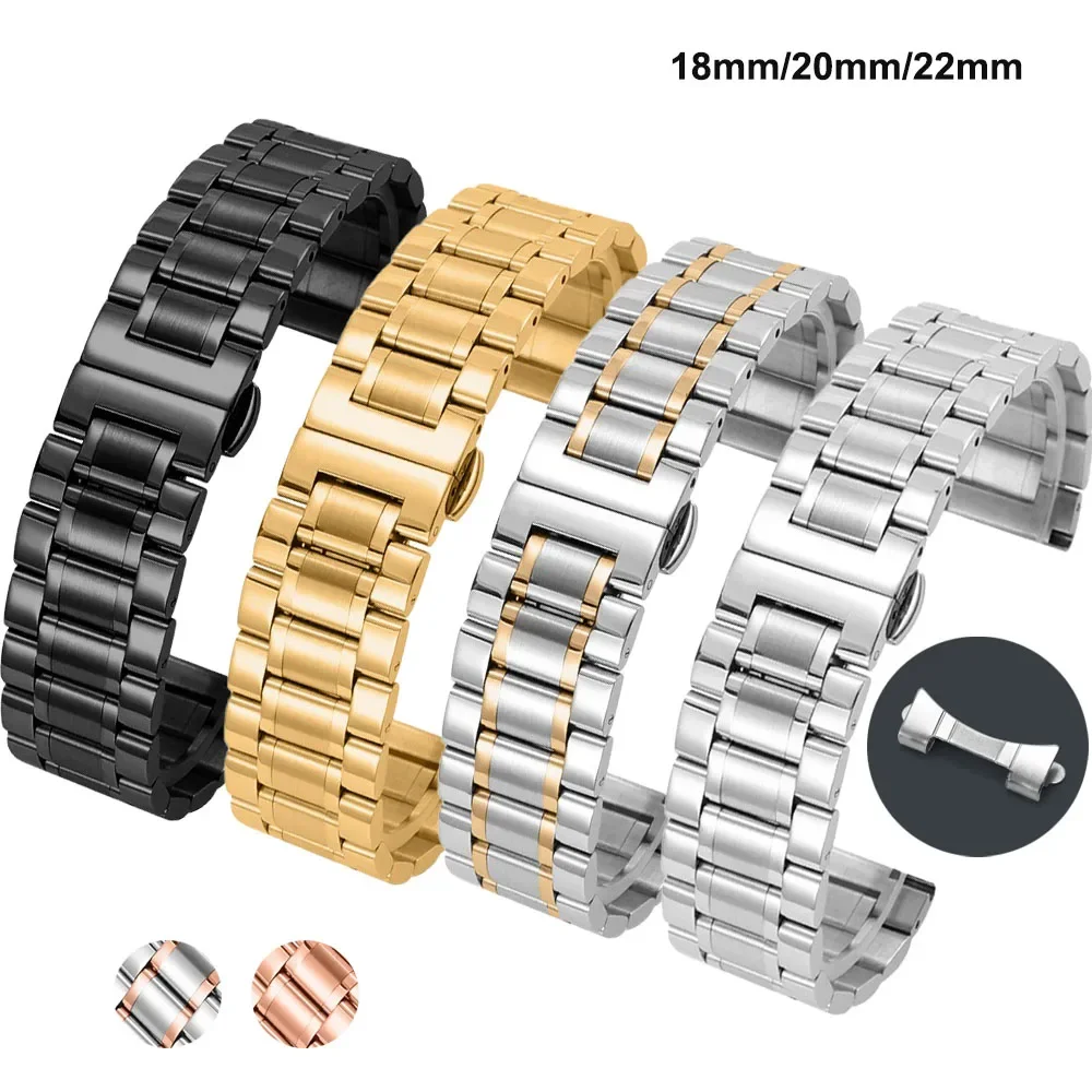 Curved End 18mm 20mm 22mm Stainless Steel Watch Strap Butterfly Buckle Watchband Metal Bracelet Universal Replacement Wristband
Curved End 18mm 20mm 22mm Stainless Steel Watch Strap Butterfly Buckle Watchband Metal Bracelet Universal Replacement Wristband