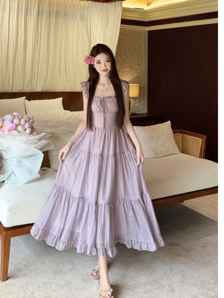 plus Size Women's Sweet Holiday Style Ruffle Trim Halter Dress Summer New Waist Cinching A-Line Long Dress Korean Style
plus Size Women's Sweet Holiday Style Ruffle Trim Halter Dress Summer New Waist Cinching A-Line Long Dress Korean Style