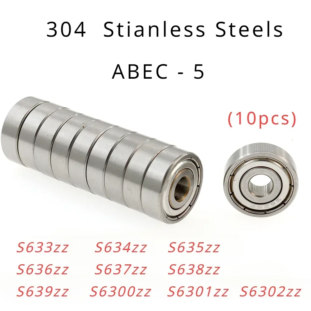 Veekaft High Performance 304 Stainless Steels ABEC-5 Miniature Deep Groove Ball Bearings - S633zz to S6302zz of 10pcs
Veekaft High Performance 304 Stainless Steels ABEC-5 Miniature Deep Groove Ball Bearings - S633zz to S6302zz of 10pcs