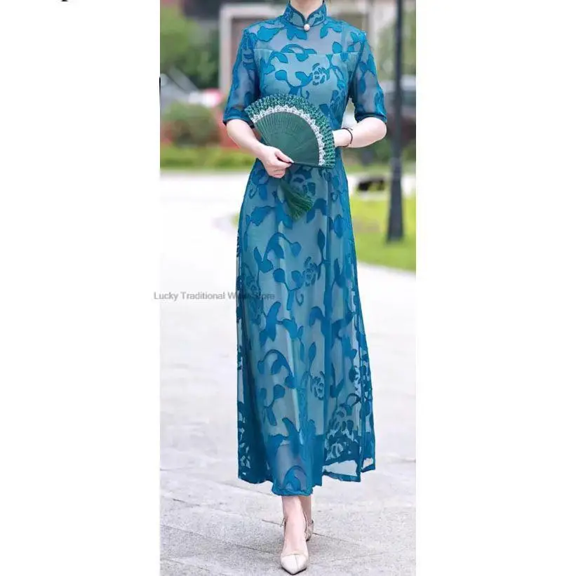 Chinese Traditional Improved Retro Dress Jacquard Cheongsam Dress Chiffon Qipao Women Elegant Party Dress 5XL Oriental Vestido
Chinese Traditional Improved Retro Dress Jacquard Cheongsam Dress Chiffon Qipao Women Elegant Party Dress 5XL Oriental Vestido