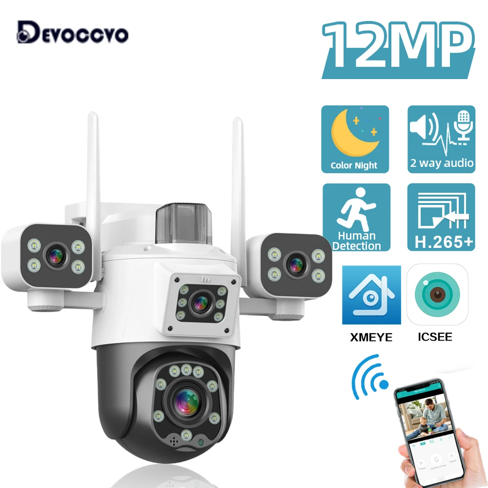 6K WIFI камера с тремя экранами и тремя объективами Wi-Fi CCTV Безопасность 4K IP-камера Цвет ночного видения Автоматическое отслеживание видеонаблюдения iCSee
6K WIFI камера с тремя экранами и тремя объективами Wi-Fi CCTV Безопасность 4K IP-камера Цвет ночного видения Автоматическое отслеживание видеонаблюдения iCSee