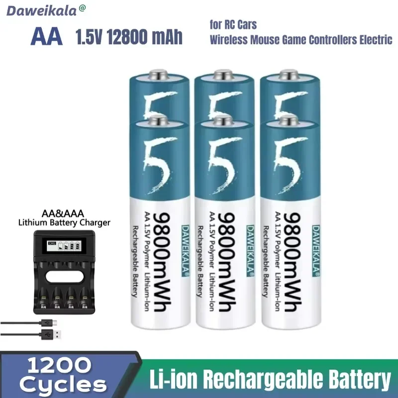 DaweikalaAA Battery 1.5V Li-ion AA Rechargeable Battery 9800mWh AA Lithium-ion Battery for remote control mouse small fan Electr
DaweikalaAA Battery 1.5V Li-ion AA Rechargeable Battery 9800mWh AA Lithium-ion Battery for remote control mouse small fan Electr