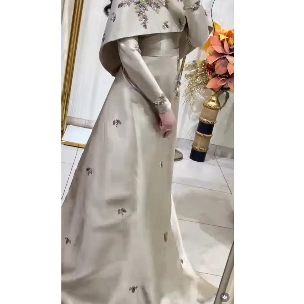 Customized A-line Evening Dresses Floor-length High-neck Full Sleeve Prom Gown Fashion Sequined Flowers Simple Draped Party Gown
Customized A-line Evening Dresses Floor-length High-neck Full Sleeve Prom Gown Fashion Sequined Flowers Simple Draped Party Gown
