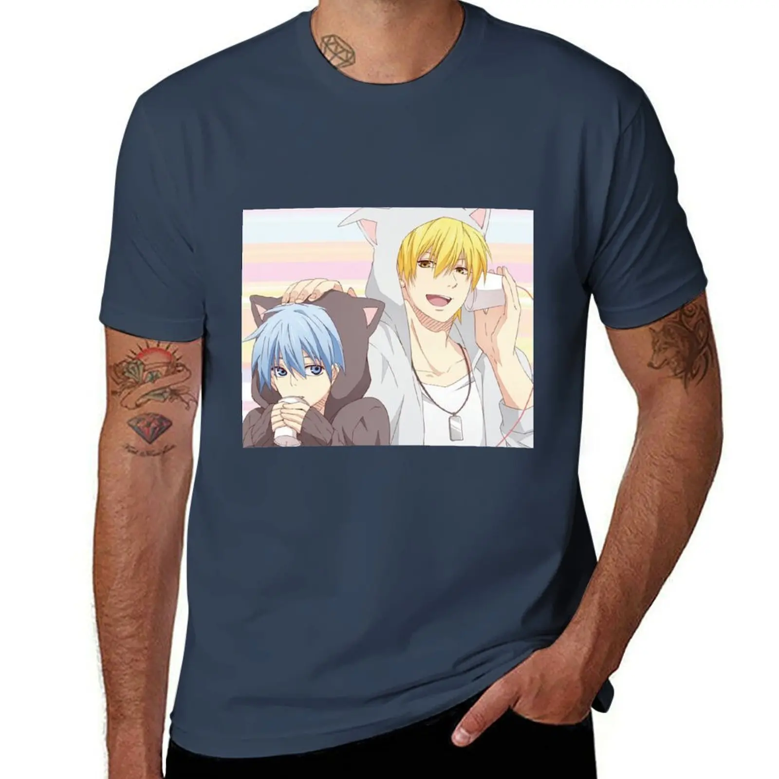 Kuroko's basket Artwork - Tetsuya Kuroko and Ryota Kise dressed as cats T-Shirt Soft Lightweight Cotton T-Shirt
Kuroko's basket Artwork - Tetsuya Kuroko and Ryota Kise dressed as cats T-Shirt Soft Lightweight Cotton T-Shirt