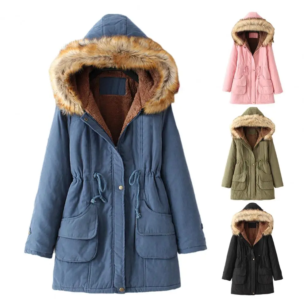 Winter Warm Wool Collar Cotton Coat Womens Zipper Long Sleeve Slim Fit Hooded Cotton Coat
Winter Warm Wool Collar Cotton Coat Womens Zipper Long Sleeve Slim Fit Hooded Cotton Coat