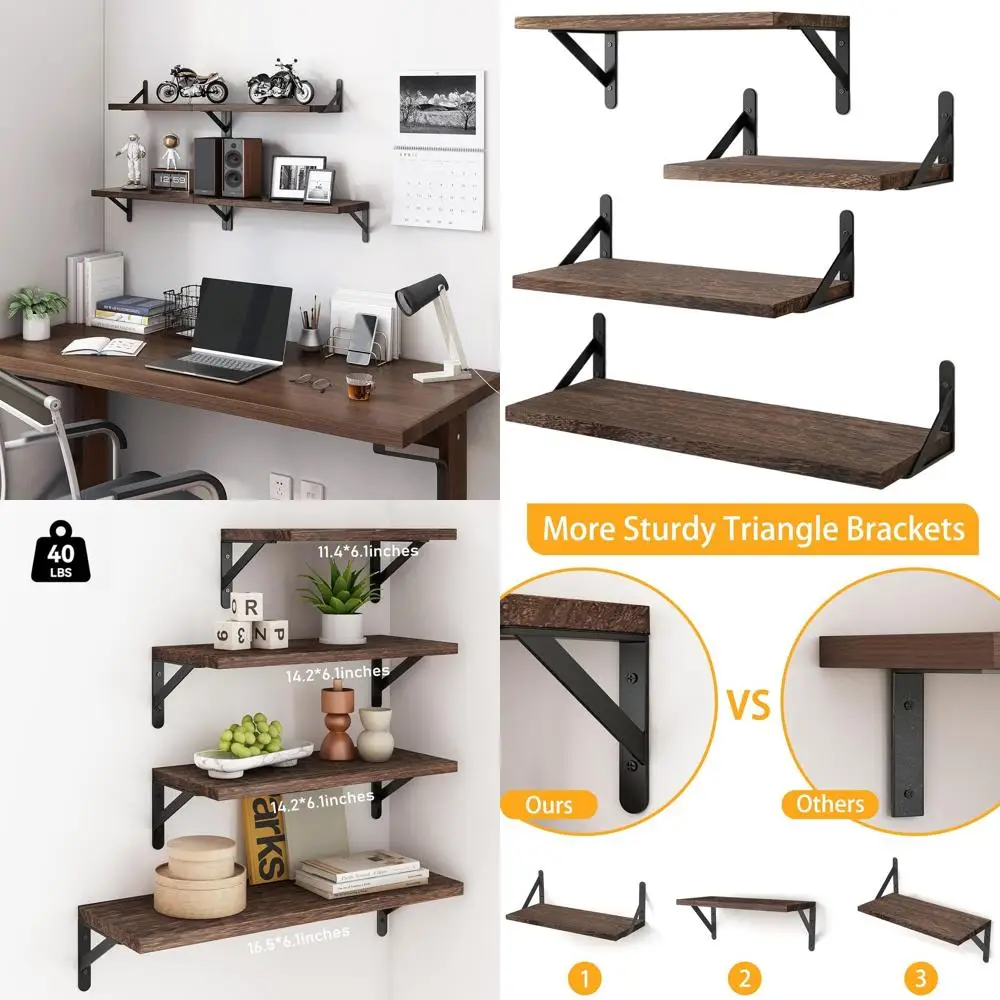 Набор из 4-х темно-карбозированных коричневых плавающих полок — универсальный для гостиной, ванной комнаты, спальни, кухни, домашнего декора
Набор из 4-х темно-карбозированных коричневых плавающих полок — универсальный для гостиной, ванной комнаты, спальни, кухни, домашнего декора