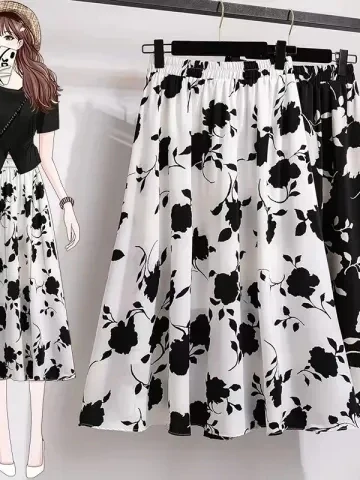 Floral A-Line Midi Skirt High Waist Large Size Summer Fashionable plus Size Women's Half Body Skirts Korean Style Casual Wear
Floral A-Line Midi Skirt High Waist Large Size Summer Fashionable plus Size Women's Half Body Skirts Korean Style Casual Wear