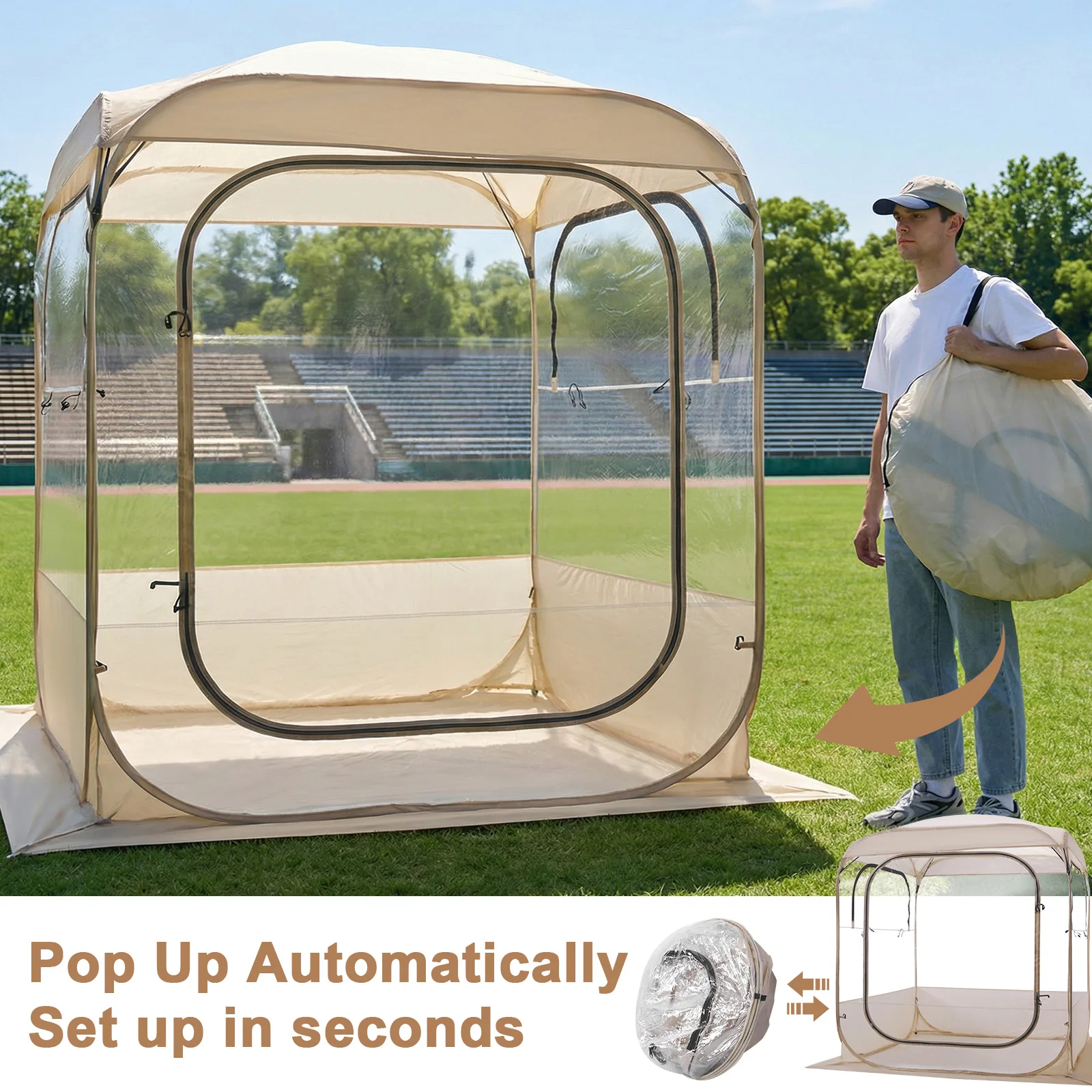 Прозрачные палатки-пузыри с панорамным обзором 360° для кемпинга на открытом воздухе, быстросборные ПВХ-тенты для спортивных мероприятий, рыбалки, болельщиков
Прозрачные палатки-пузыри с панорамным обзором 360° для кемпинга на открытом воздухе, быстросборные ПВХ-тенты для спортивных мероприятий, рыбалки, болельщиков