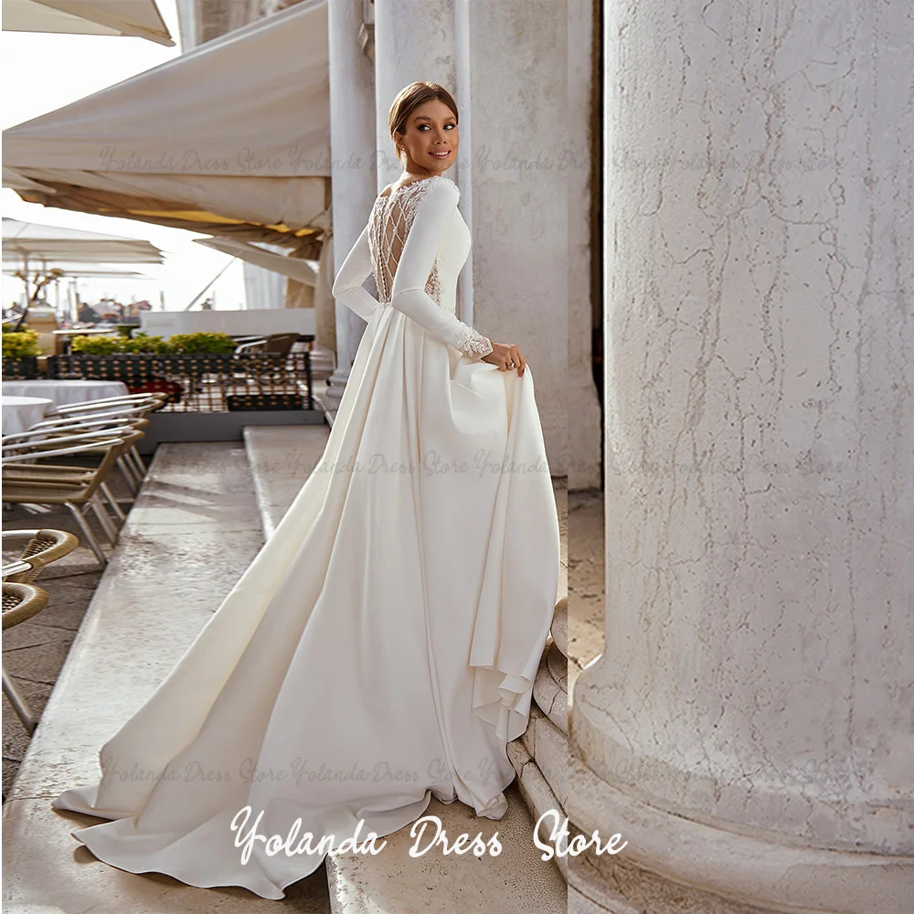 Roseann Customized Fashion Wedding Dress For Woman 2026 Pearls Illusion A-Line Satin Sweep Train Bridal Gown vestidos de novia
Roseann Customized Fashion Wedding Dress For Woman 2026 Pearls Illusion A-Line Satin Sweep Train Bridal Gown vestidos de novia