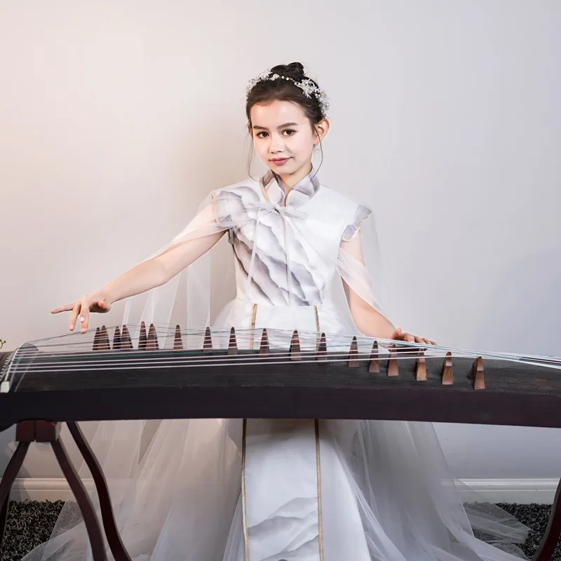 Girls Improved GuZheng Hanfu Costume Chinese Style Clothing Performance Kids White Print Dresses
Girls Improved GuZheng Hanfu Costume Chinese Style Clothing Performance Kids White Print Dresses