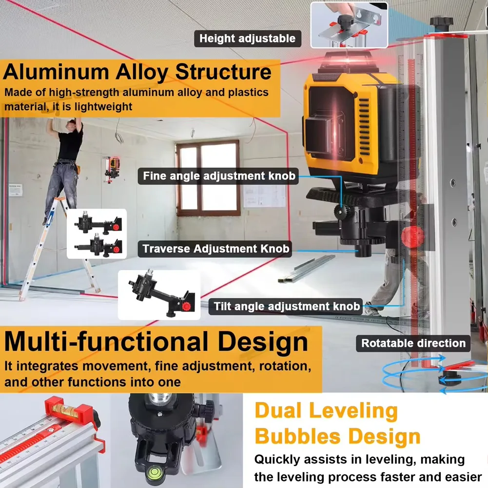 【Price-Drop!】Stable Mounting Aluminum Alloy Construction Adjustable Laser Level Bracket Laser Level With 1/4 To 5/8In Screw Adap 
【Price-Drop!】Stable Mounting Aluminum Alloy Construction Adjustable Laser Level Bracket Laser Level With 1/4 To 5/8In Screw Adap