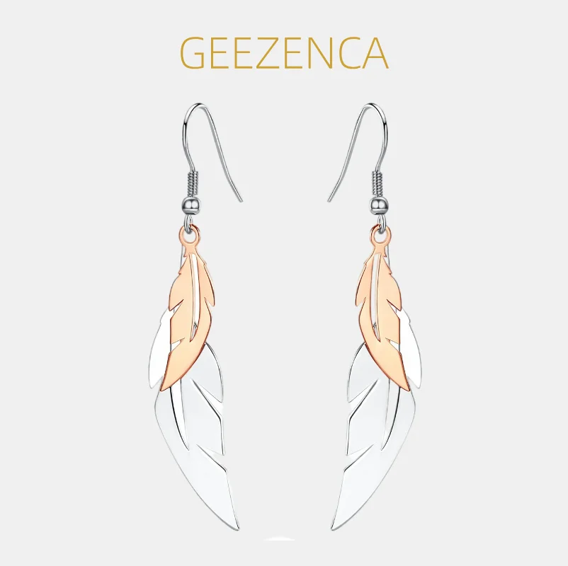 GEEZENCA 925 Sterling Silver Two Tone Feather Shaped Dangle Earrings For Women Artistic Unique Chic Earring 2024 New Party Gift
GEEZENCA 925 Sterling Silver Two Tone Feather Shaped Dangle Earrings For Women Artistic Unique Chic Earring 2024 New Party Gift