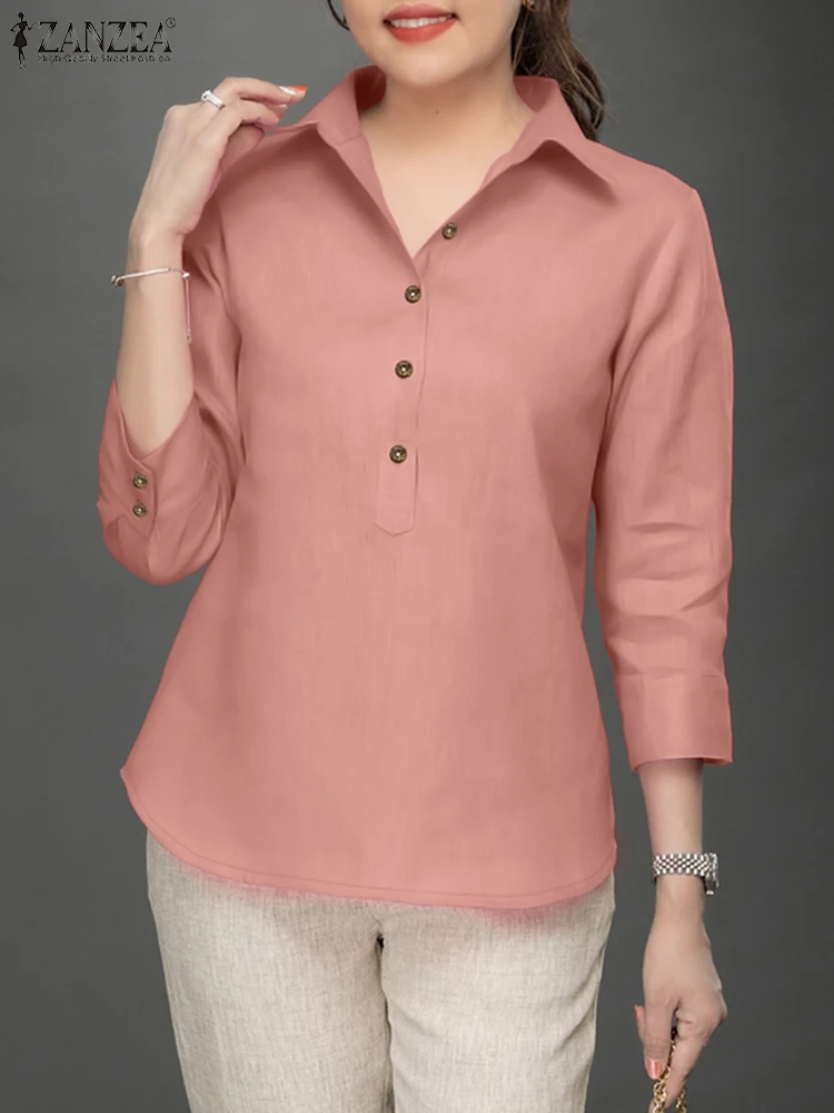 2026 ZANZEA Spring Blouses Women Lapel Neck 3/4 Sleeve Shirt Casual Solid Button Tops Tunic Female Work OL Blusas Mujer Oversize
2026 ZANZEA Spring Blouses Women Lapel Neck 3/4 Sleeve Shirt Casual Solid Button Tops Tunic Female Work OL Blusas Mujer Oversize
