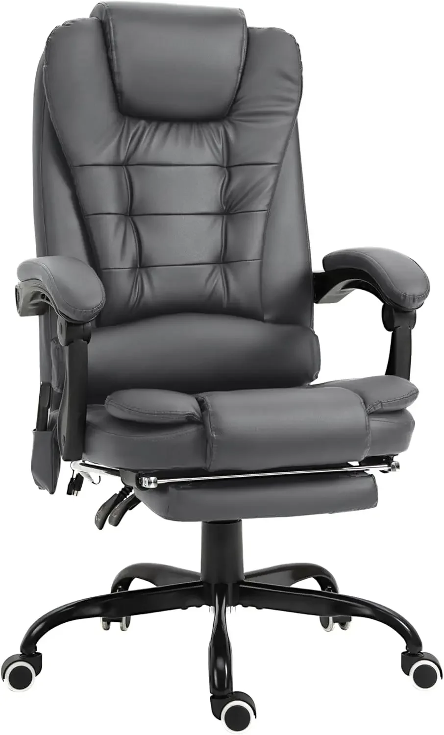 7-Point Vibrating Massage Office Chair, High Back Executive Recliner with Lumbar Support, Footrest, Reclining Back, Gray
7-Point Vibrating Massage Office Chair, High Back Executive Recliner with Lumbar Support, Footrest, Reclining Back, Gray