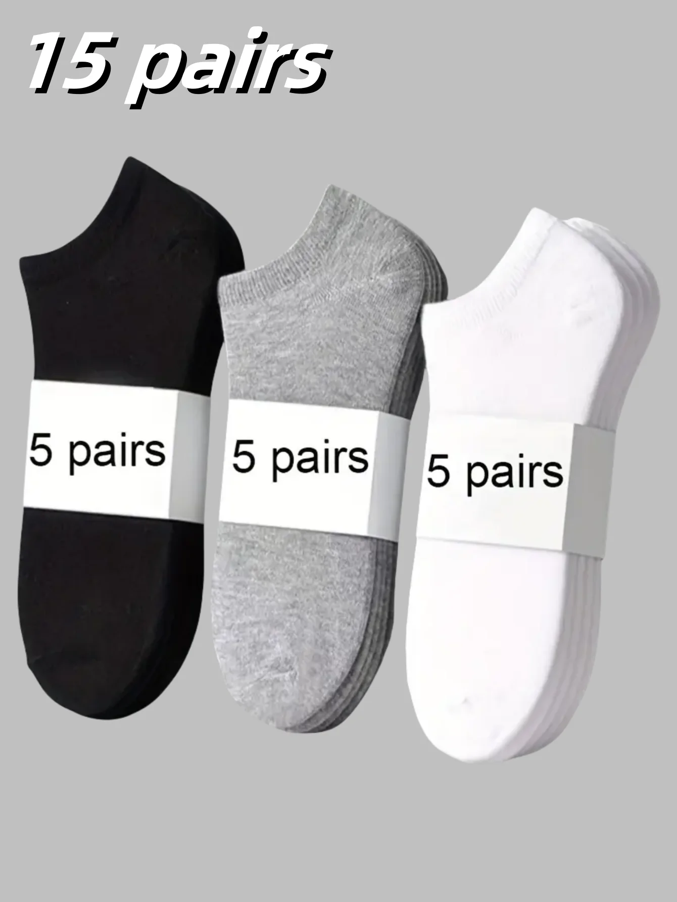 5/10/15 pairs of unisex boat socks, casual black, white and gray men's business socks, sweat-absorbent breathable
5/10/15 pairs of unisex boat socks, casual black, white and gray men's business socks, sweat-absorbent breathable
