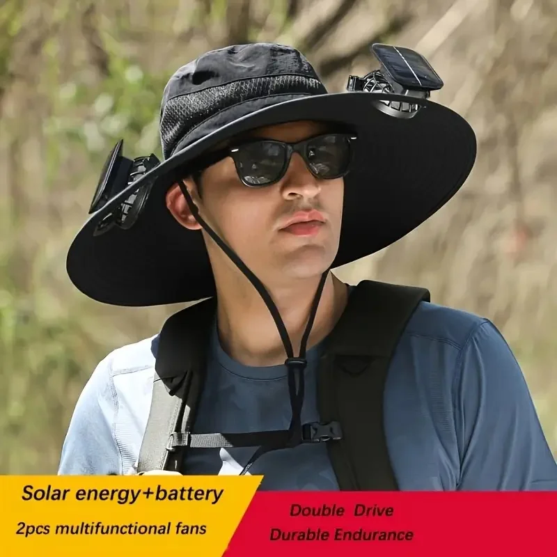 New Men's Fashion Wide Brim Solar Fan Hat UPF50+ Sun Protection with Dual Power (Solar USB) Adjustable Outdoor Beach Fishing Hat
New Men's Fashion Wide Brim Solar Fan Hat UPF50+ Sun Protection with Dual Power (Solar USB) Adjustable Outdoor Beach Fishing Hat