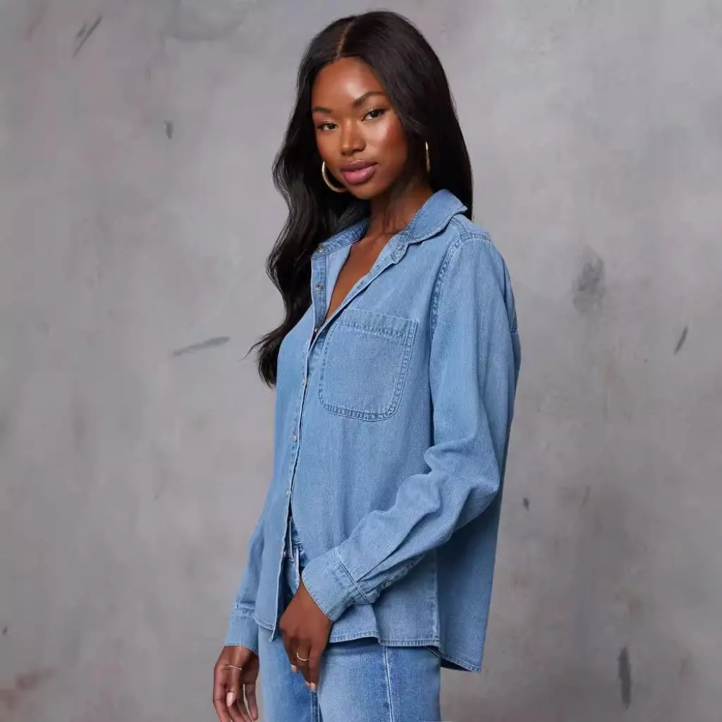 Women's Denim Shirt Long Sleeve Loose Fit Fashion Autumn Top with Joker Pocket European And American Style 24 Years
Women's Denim Shirt Long Sleeve Loose Fit Fashion Autumn Top with Joker Pocket European And American Style 24 Years