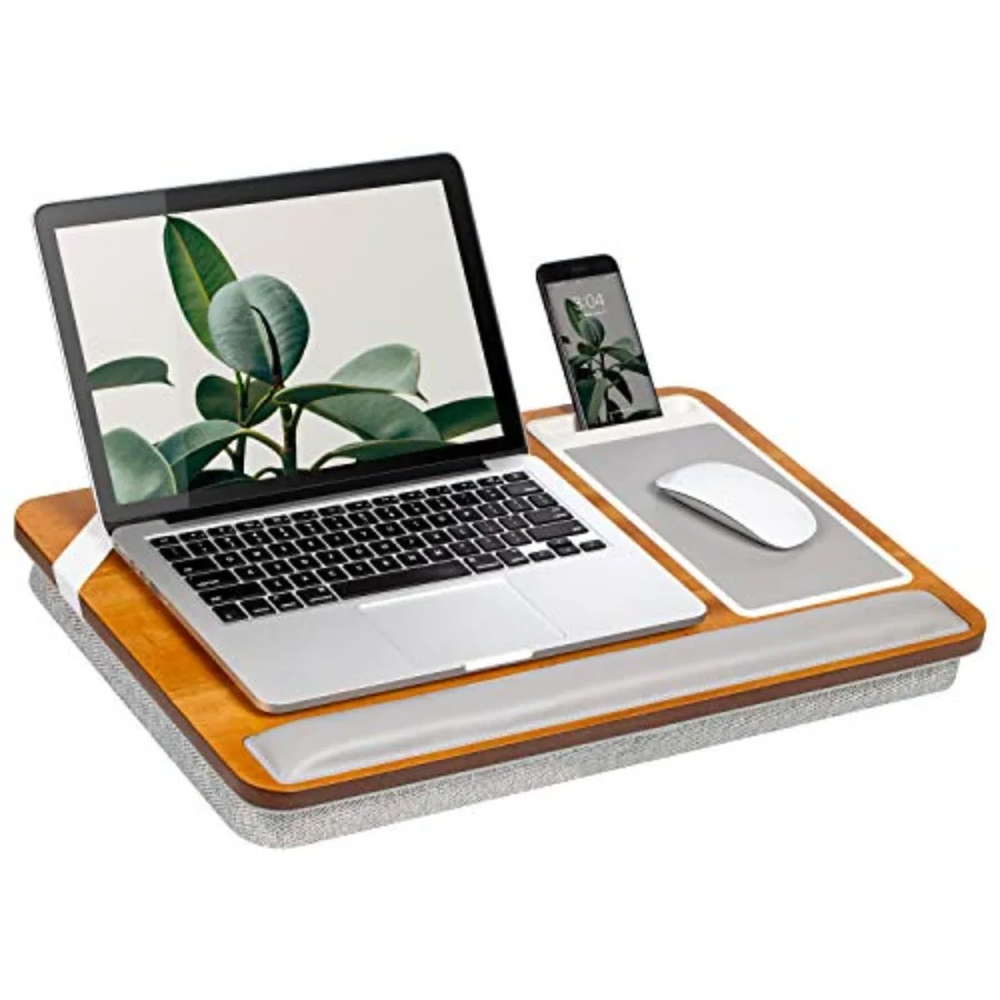 Premium Acacia Wood Lap Desk with Wrist Rest, Mouse Pad, and Phone Holder - Fits up to 15.6 Inch Laptops - Natural - Style No.
Premium Acacia Wood Lap Desk with Wrist Rest, Mouse Pad, and Phone Holder - Fits up to 15.6 Inch Laptops - Natural - Style No.