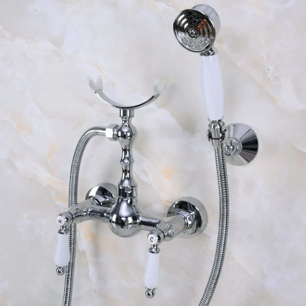 Polished Chrome Brass Wall Mounted Bathroom Shower Faucet Set with 1.5M Hose Handheld Spray Head Mixer Tap Dna268
Polished Chrome Brass Wall Mounted Bathroom Shower Faucet Set with 1.5M Hose Handheld Spray Head Mixer Tap Dna268