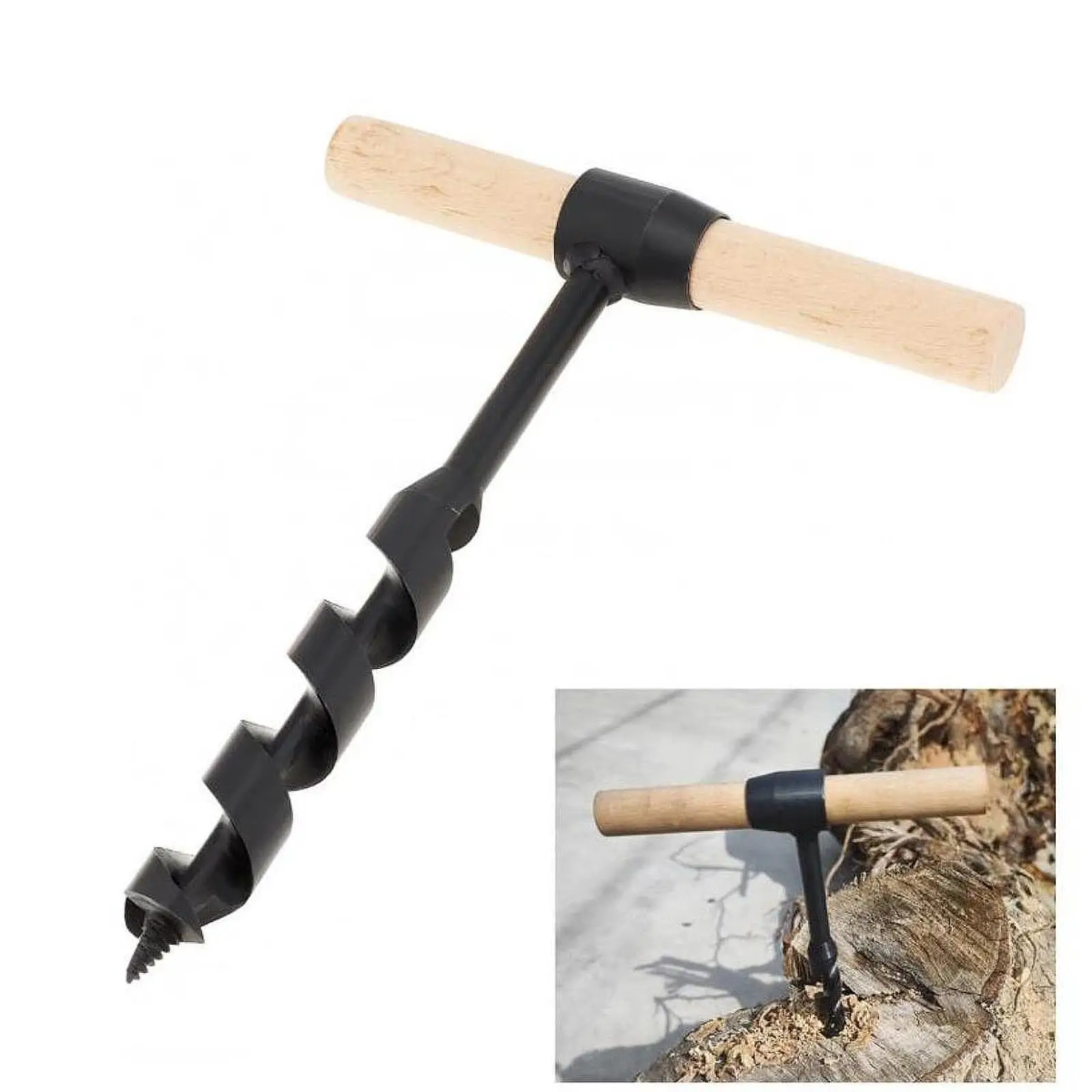 Auger Drill with Wooden Handle Professional Heavy Duty Survival Tool Gear for Emergency Outdoor Bushcraft Woodworking
Auger Drill with Wooden Handle Professional Heavy Duty Survival Tool Gear for Emergency Outdoor Bushcraft Woodworking