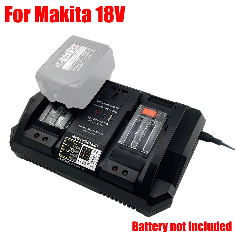 Portable Fast Charger Dual-Port Battery Charger Compatible with For Makita 18V Lithium Batteries with Inverter and Type-C Ports
Portable Fast Charger Dual-Port Battery Charger Compatible with For Makita 18V Lithium Batteries with Inverter and Type-C Ports