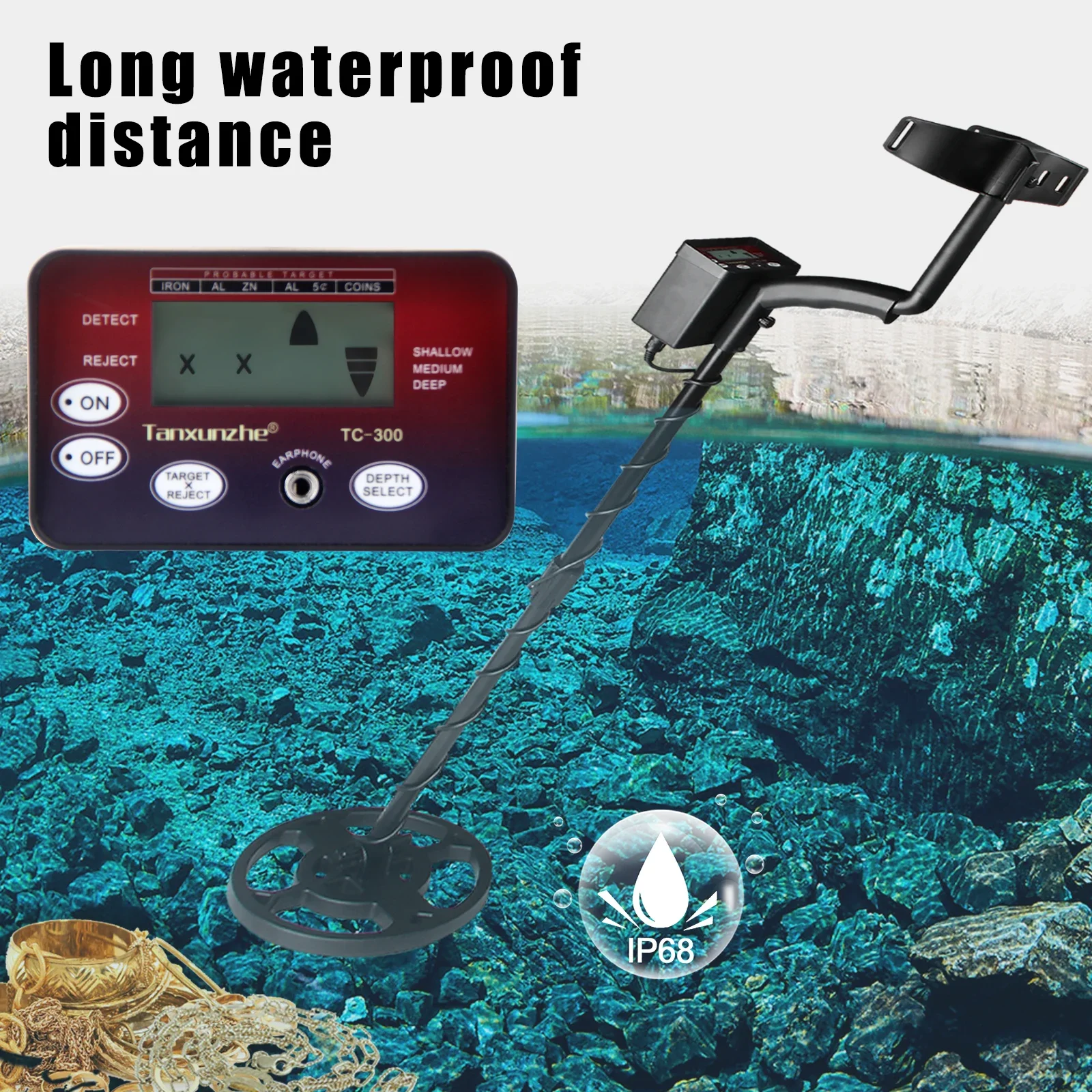 New TC-300 Underground Metal Detector Newest High Sensitivity LCD display Detector With Adjustable Pinpointer Gold Detector
New TC-300 Underground Metal Detector Newest High Sensitivity LCD display Detector With Adjustable Pinpointer Gold Detector