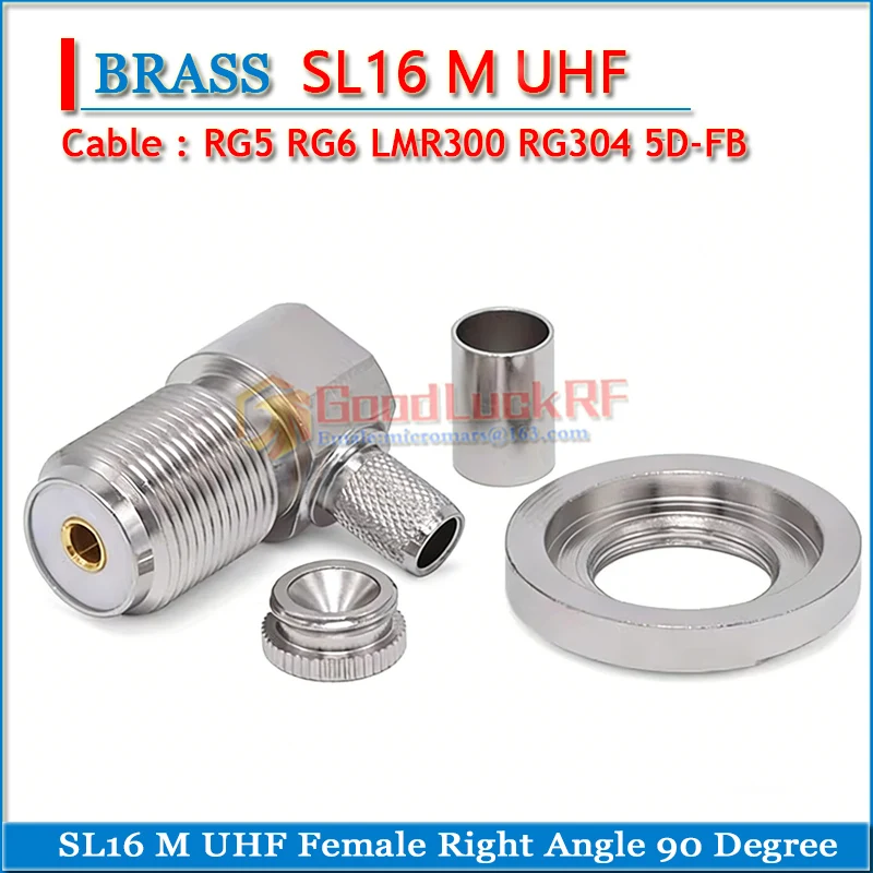 PL259 SO239 SL16 M UHF Женская переборка Гайка шайбы для панели 90-градусный угловой обжимной RG5 RG6 LMR300 RG304 5D-FB РЧ-разъем
PL259 SO239 SL16 M UHF Женская переборка Гайка шайбы для панели 90-градусный угловой обжимной RG5 RG6 LMR300 RG304 5D-FB РЧ-разъем