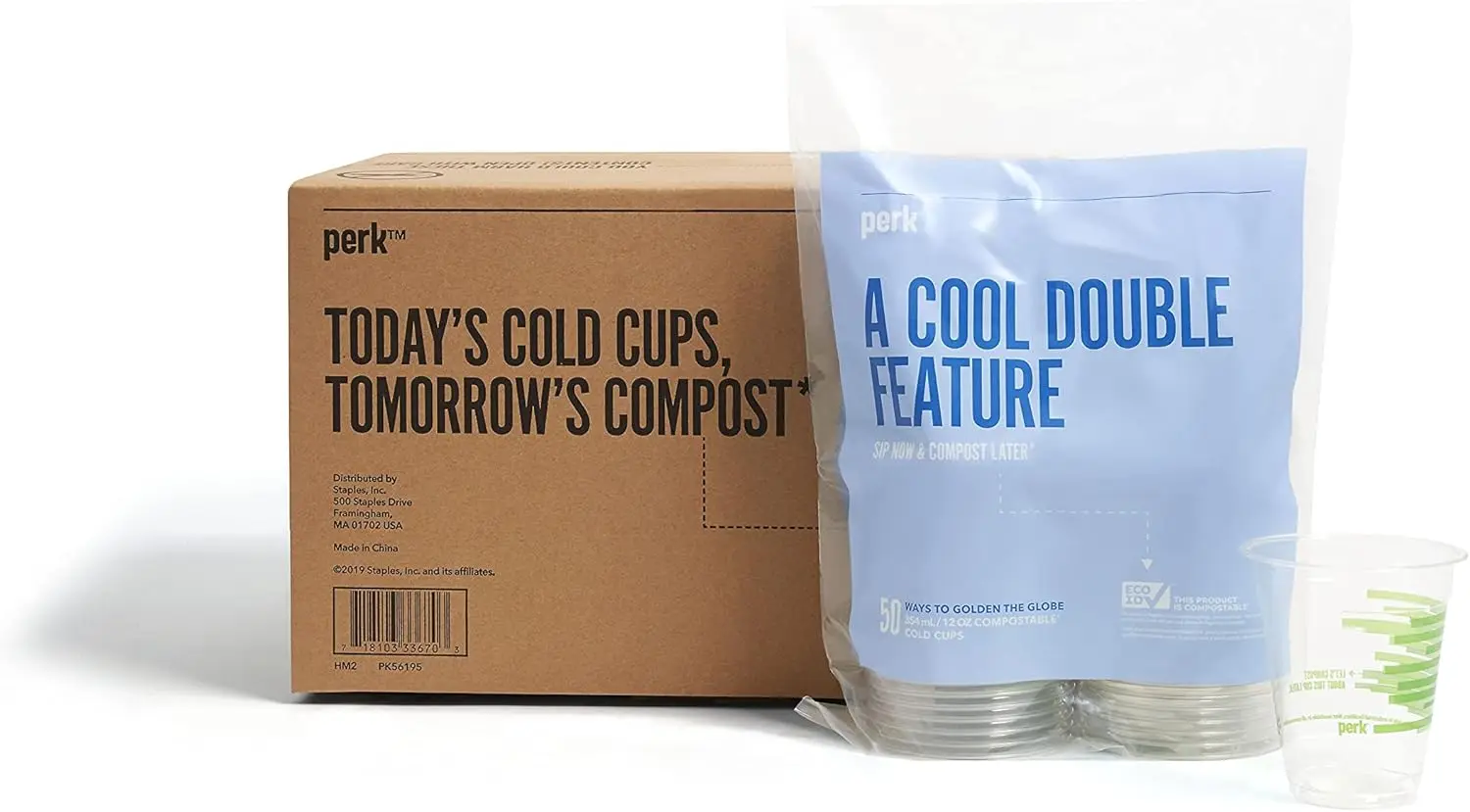 Eco 12 Oz Compostable Plastic Cold Cups, 300 Count Disposable Cups for Cold Beverages, Clear/Green
Eco 12 Oz Compostable Plastic Cold Cups, 300 Count Disposable Cups for Cold Beverages, Clear/Green