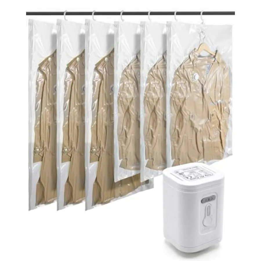 6 Pack Hanging Vacuum Storage Bags for Clothes, Space Saver Bags for Closet Organization, Air-tight Vacuum Sealer Bags for Heav
6 Pack Hanging Vacuum Storage Bags for Clothes, Space Saver Bags for Closet Organization, Air-tight Vacuum Sealer Bags for Heav