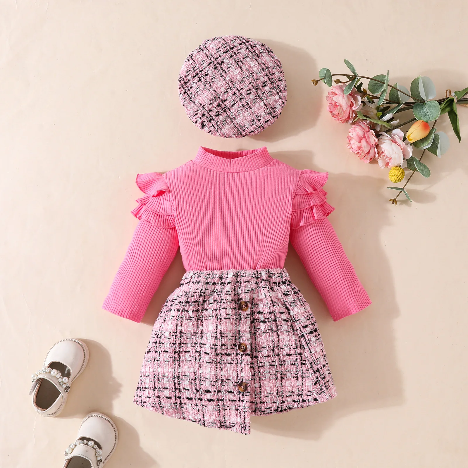 Baby Girls Clothes Set 0-3 Y Spring Autumn Infant High Neck Top+Skirt+Beret 3Pcs Trendy Toddler Long Sleeve Girls Outfit
Baby Girls Clothes Set 0-3 Y Spring Autumn Infant High Neck Top+Skirt+Beret 3Pcs Trendy Toddler Long Sleeve Girls Outfit