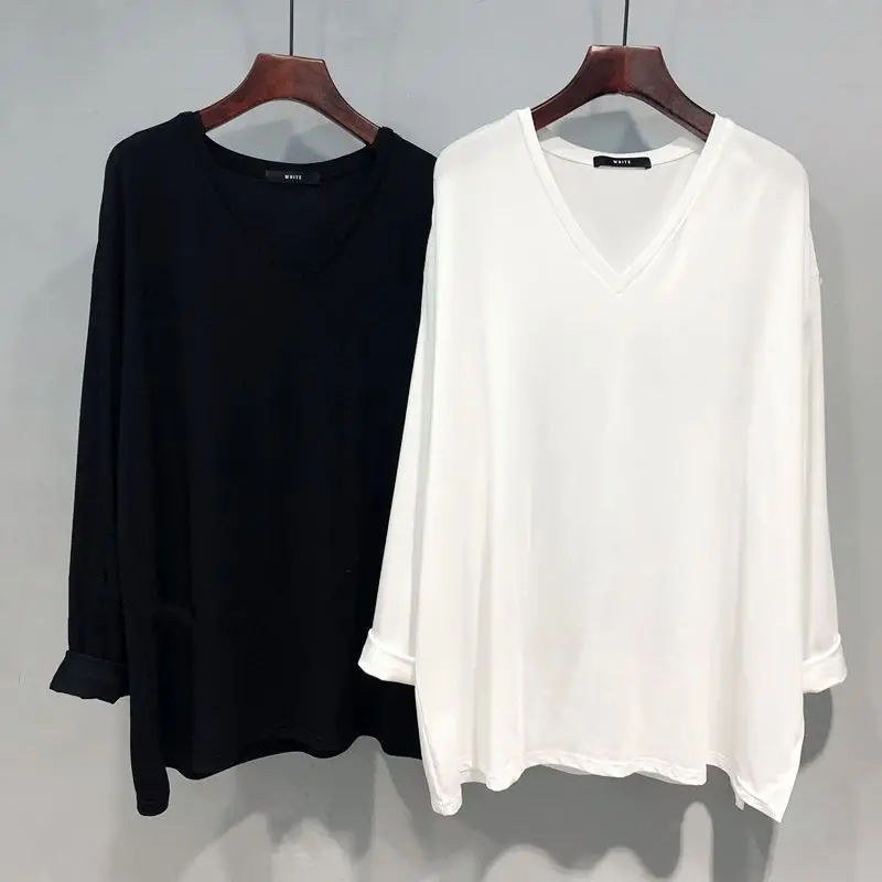 Plus Size 6XL 150kg Spring V Neck Long Sleeve Solid Color Split T-Shirts Large Size TShirt Women Big Tops Tees
Plus Size 6XL 150kg Spring V Neck Long Sleeve Solid Color Split T-Shirts Large Size TShirt Women Big Tops Tees