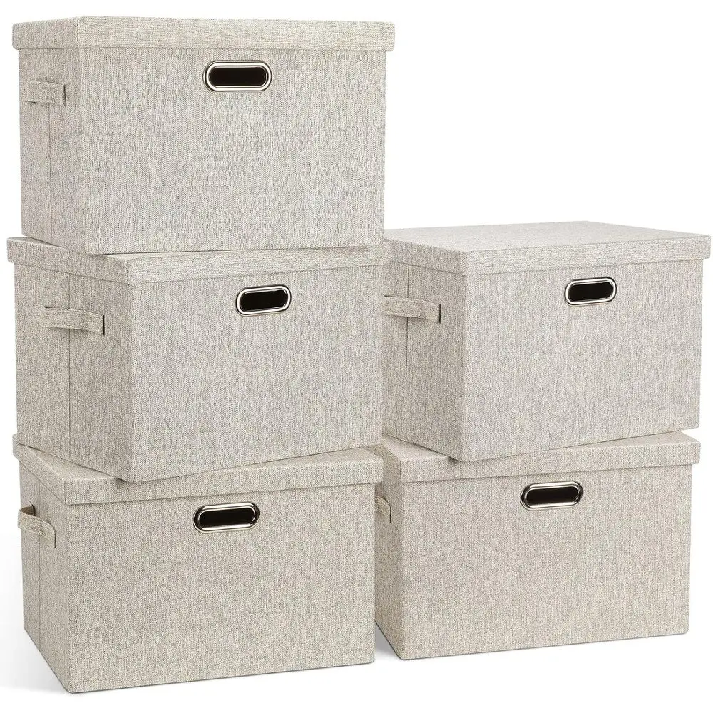 Большие складные штабелируемые контейнеры для хранения 17 дюймов (36 кварт), 5 штук, бежевые тканевые коробки для шкафа с крышками, кубы для хранения
Большие складные штабелируемые контейнеры для хранения 17 дюймов (36 кварт), 5 штук, бежевые тканевые коробки для шкафа с крышками, кубы для хранения