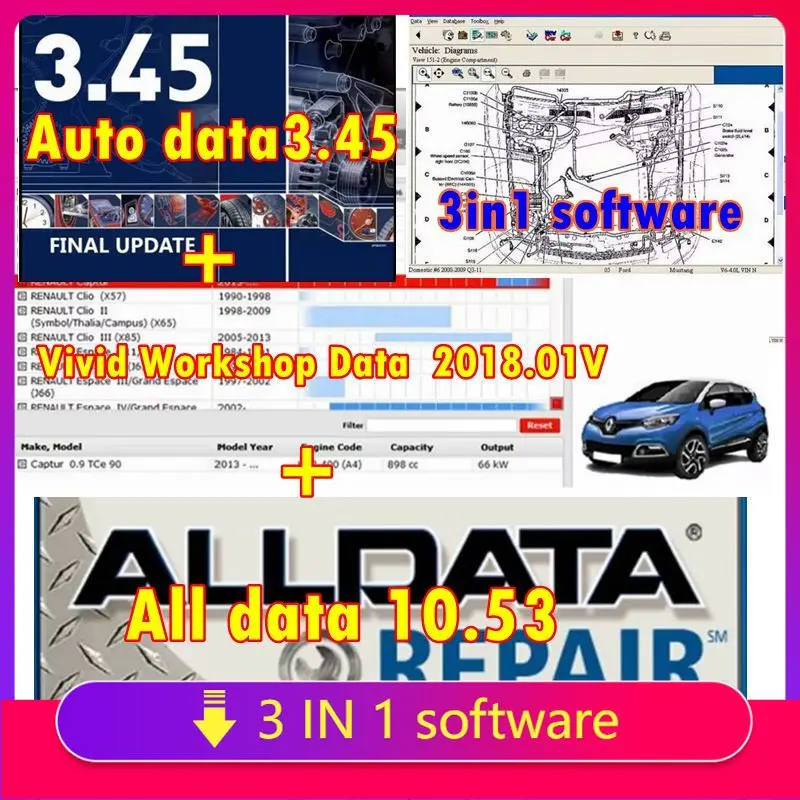 Auto data3.45+Vivid Workshop Data Atris2018.01V+All data10.53 Auto Repair Software Tech Support for Cars and car with 640GB HDD
Auto data3.45+Vivid Workshop Data Atris2018.01V+All data10.53 Auto Repair Software Tech Support for Cars and car with 640GB HDD