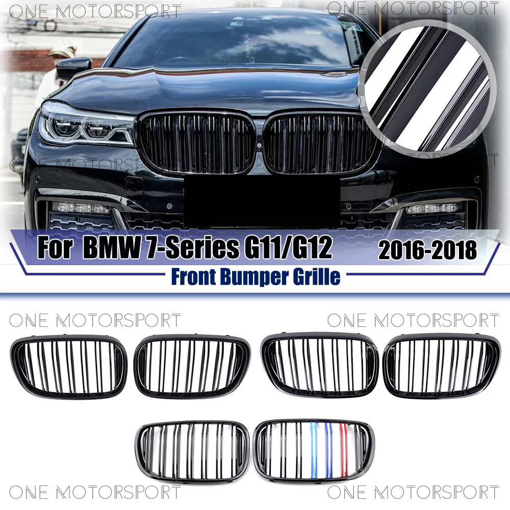 Двухрядная глянцевая решетка переднего бампера M-цвета для BMW 7-Series G11 G12 2016-2018, глянцево-черная, в стиле Racing
Двухрядная глянцевая решетка переднего бампера M-цвета для BMW 7-Series G11 G12 2016-2018, глянцево-черная, в стиле Racing