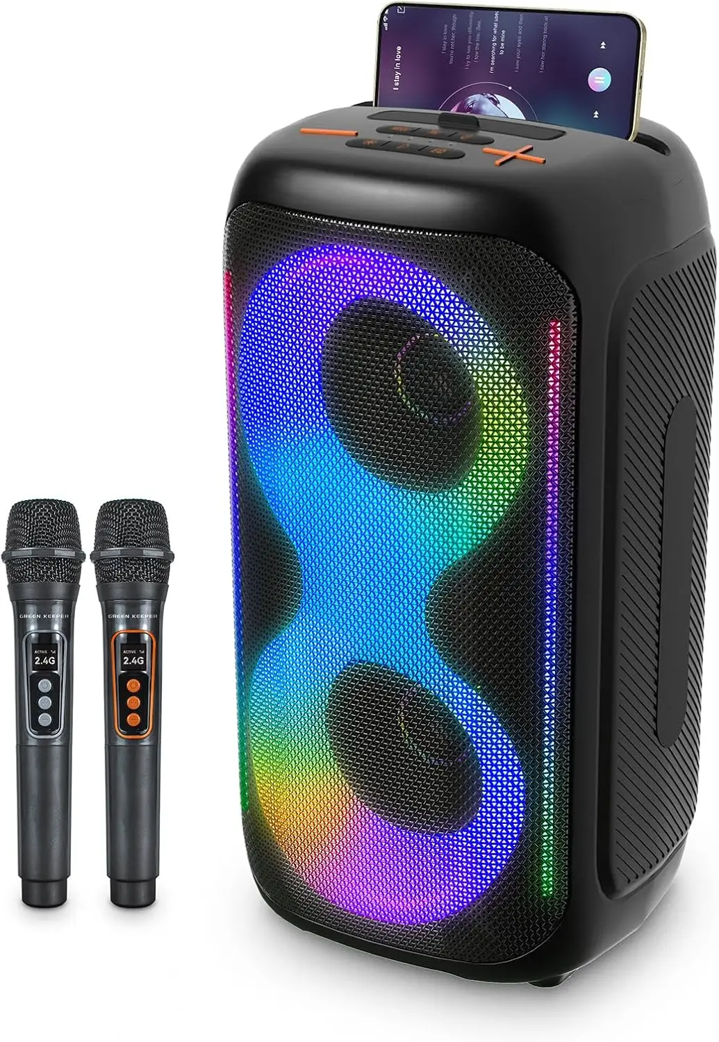 GKD40 Portable Karaoke Machine for Kids & Adults, Bluetooth Speaker with PA System, 2 Wireless Rechargeable Microphones, LED Par
GKD40 Portable Karaoke Machine for Kids & Adults, Bluetooth Speaker with PA System, 2 Wireless Rechargeable Microphones, LED Par