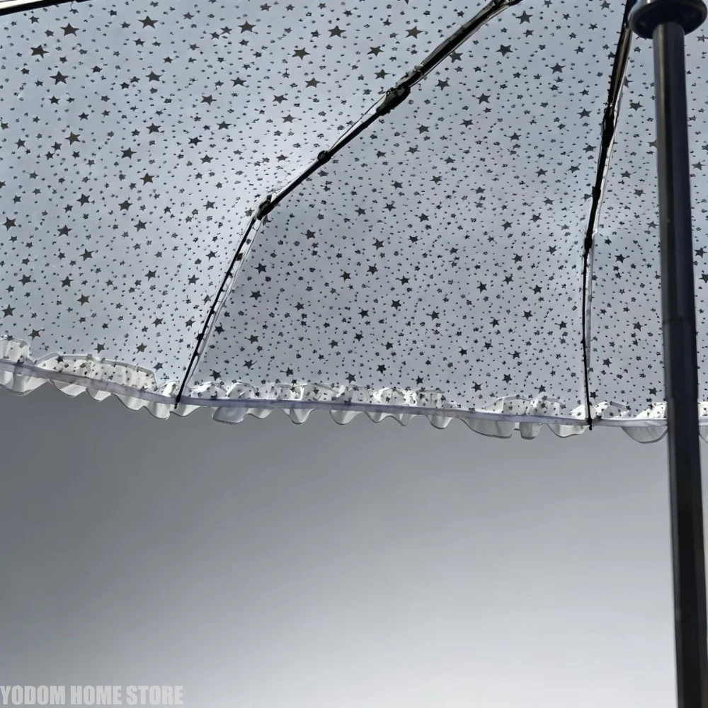 Laser Star Transparent Umbrella with Lace for Clear Automatic Umbrella Woman Girls Gift
Laser Star Transparent Umbrella with Lace for Clear Automatic Umbrella Woman Girls Gift