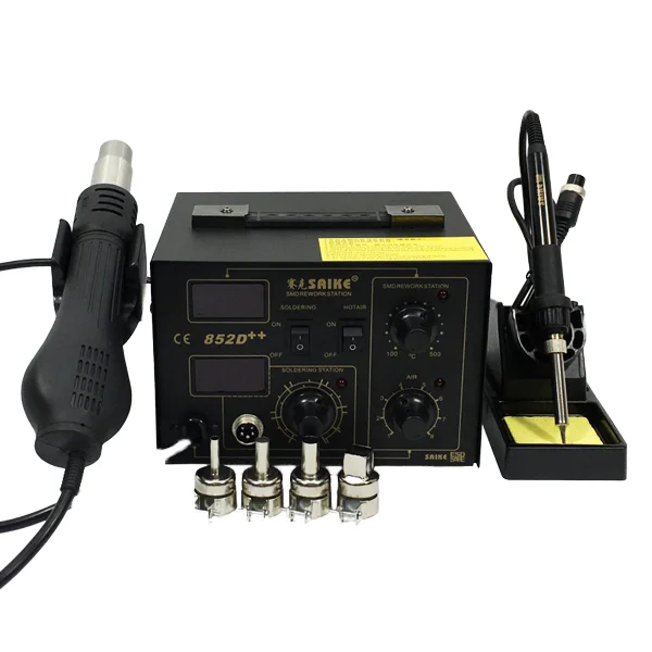 Saike 852D++ Standard Rework Station 220V 110V Hot Air Gun Soldering Iron New & Used Many Gifts Included Core PLC Components
Saike 852D++ Standard Rework Station 220V 110V Hot Air Gun Soldering Iron New & Used Many Gifts Included Core PLC Components