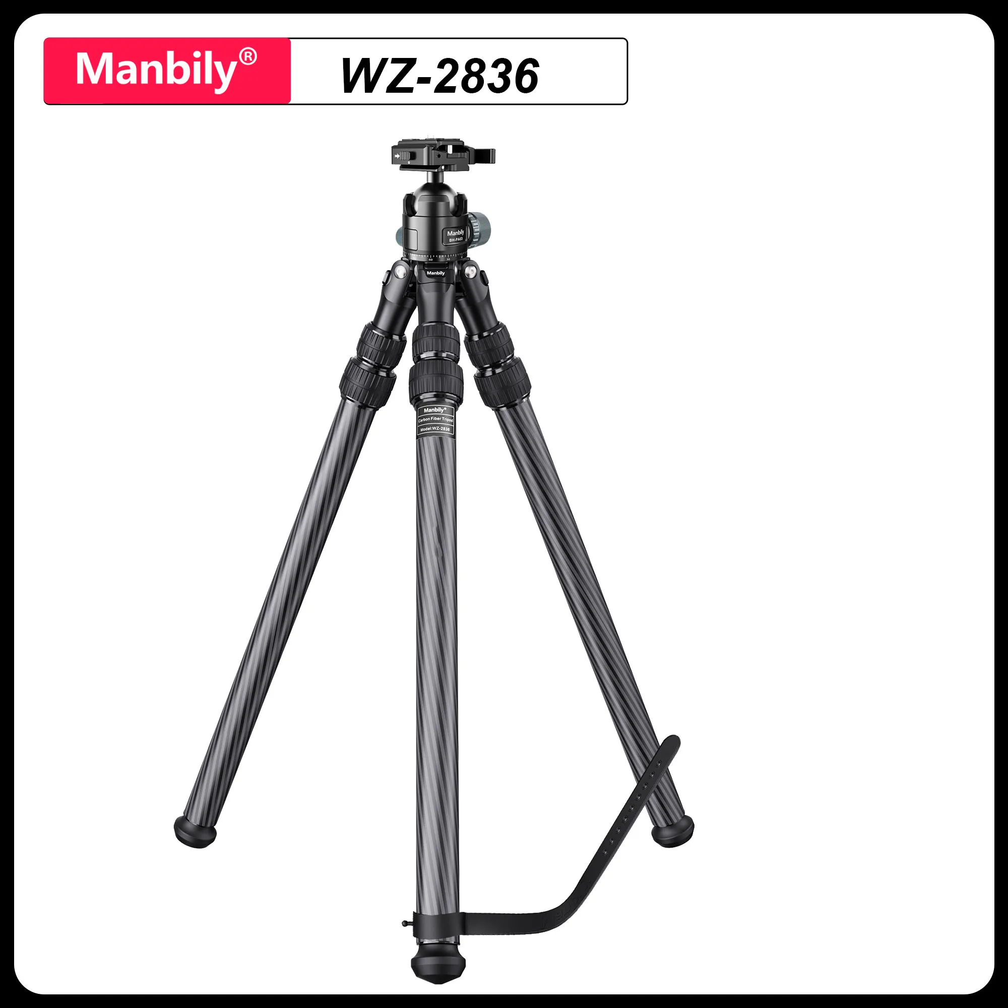 Manbily 36mm Tube Carbon Fiber Professional Tripods for Birdwatching with Heavy Duty Arca Swiss Ball head Max 20kg/44lbs
Manbily 36mm Tube Carbon Fiber Professional Tripods for Birdwatching with Heavy Duty Arca Swiss Ball head Max 20kg/44lbs