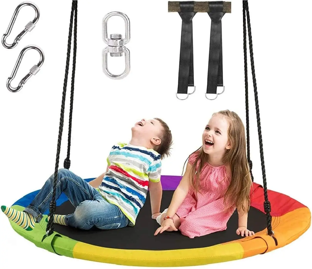 40'' Flying Saucer Tree Swing for Kids & Adults, Indoor/Outdoor 700 Lbs Capacity, Adjustable Height, Multi-ply Rope
40'' Flying Saucer Tree Swing for Kids & Adults, Indoor/Outdoor 700 Lbs Capacity, Adjustable Height, Multi-ply Rope