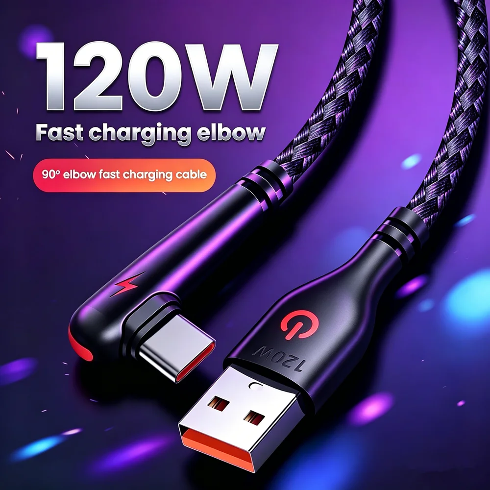 90° Elbow Design 120W Type C Fast Charging Cable For Xiaomi 17 Redmi POCO Huawei Honor VIVO iQOO Quick Charge USB Braided Cables
90° Elbow Design 120W Type C Fast Charging Cable For Xiaomi 17 Redmi POCO Huawei Honor VIVO iQOO Quick Charge USB Braided Cables