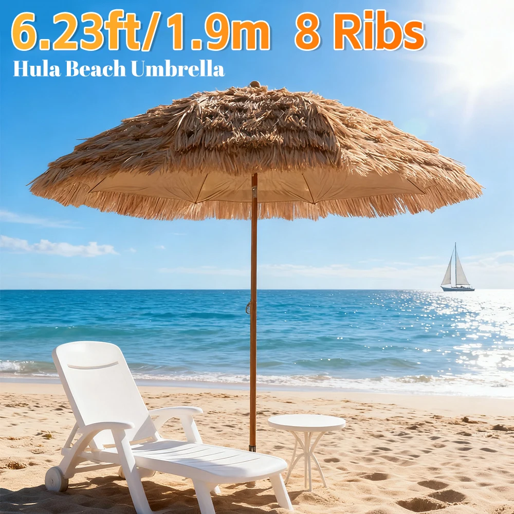 1.9m Thatched Tiki Umbrella Height Adjustable Outdoor Patio Umbrella 8 Ribs Natural Tiki Umbrella for Garden Pool Backyard Beach
1.9m Thatched Tiki Umbrella Height Adjustable Outdoor Patio Umbrella 8 Ribs Natural Tiki Umbrella for Garden Pool Backyard Beach
