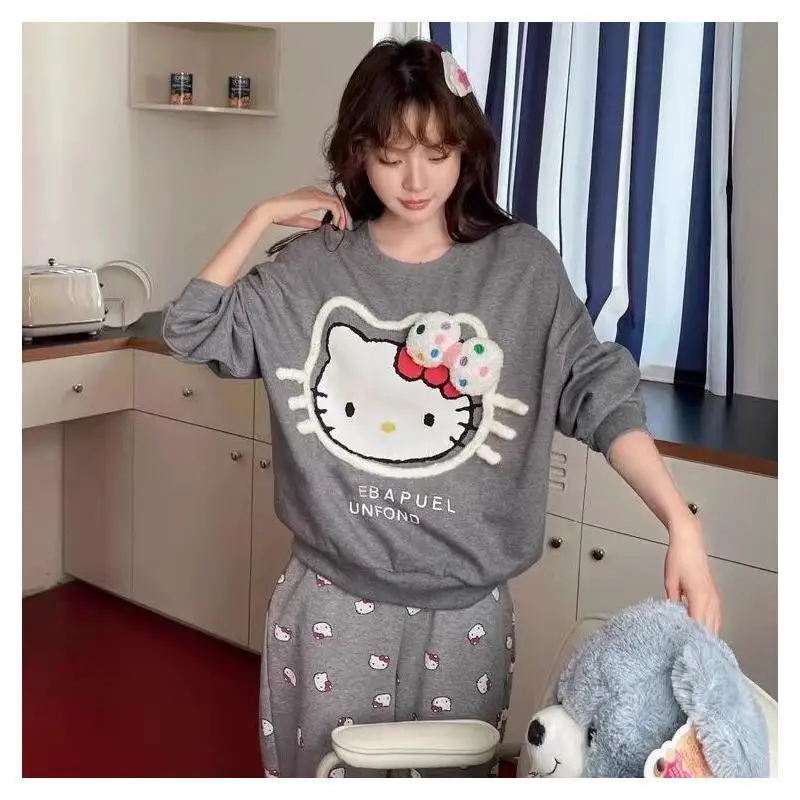 Женский пижамный комплект Sanrio Hello Kitty, одежда для сна, мягкий хлопок, для весны и осени, домашняя одежда, повседневная одежда для отдыха, с принтом, милый, модный
Женский пижамный комплект Sanrio Hello Kitty, одежда для сна, мягкий хлопок, для весны и осени, домашняя одежда, повседневная одежда для отдыха, с принтом, милый, модный
