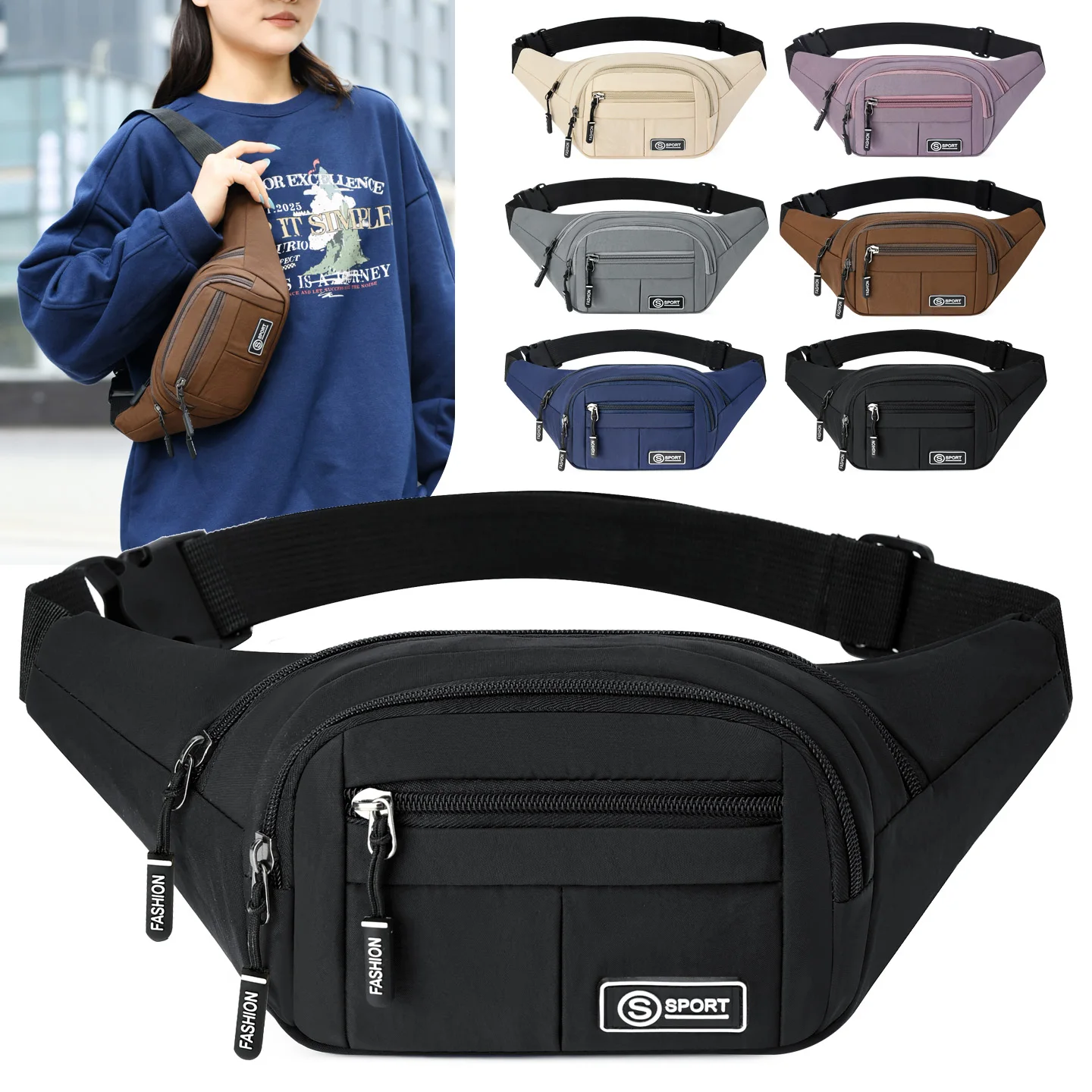 Minimalist Large-Capacity Men's Waist Bag Multi-Layer Water Resistant Front Backpack Casual Outdoor Crossbody Bag
Minimalist Large-Capacity Men's Waist Bag Multi-Layer Water Resistant Front Backpack Casual Outdoor Crossbody Bag